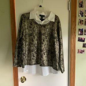 Black and gold with attached collard shirt